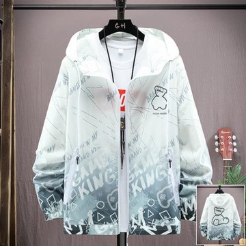 冰絲防曬衣男2025年夏季新款薄款戶外釣魚服漸變卡通運動防嗮外套