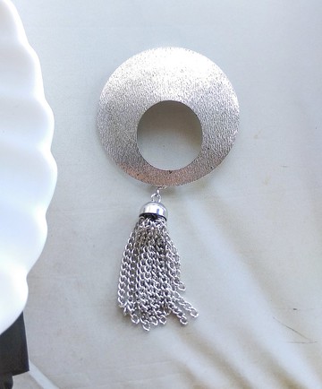 【美國西洋古董飾品】SARAH COV 銀色調摩登流蘇 別針 胸針