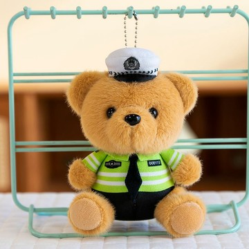 🧸【交警小熊掛件】毛絨玩具熊貓公仔 消防警察掛飾 泰迪熊鑰匙扣 台灣出貨 可愛造型 執法主題