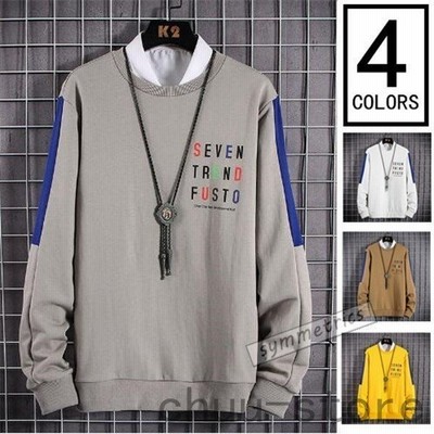 春新作の カジュアル スエット ラウンドネック 長袖 トップス スウェット メンズ 春服 トレーナー メンズファッション 新作 英字プリント トレーナー カラー グリーン Acte Paris Org