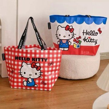 【台灣現貨|正版聯名】Hello Kitty防水折疊購物袋 凱蒂貓 購物袋 大容量 三麗鷗 編織袋 環