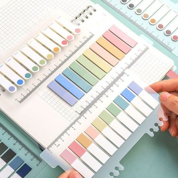 【台湾出货】莫蘭迪色透明索引貼標籤貼自粘熒光標記貼學生用考研復古色便利貼標籤貼紙 便條紙 記事貼 留言貼 分類標