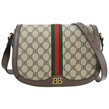 BALENCIAGA 巴黎世家 680121 Hacker Project 印花斜背馬鞍包.駝棕