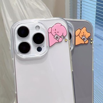 ins風可愛拍照小兔小熊適用于蘋果13/14/15/16proMax趣味情侶手機軟殼iPhone11/12MINI透明16plus