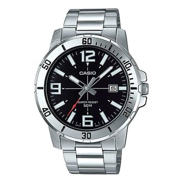 CASIO Stainless Steel Strap Mens SilverBlack Analog