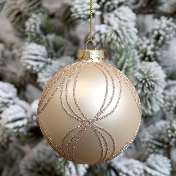 Chic Antique 耶誕市集 圓弧飾紋玻璃球吊飾 柔金