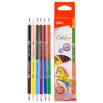 得力Deli雙色色鉛筆/EC00500/12色/6支