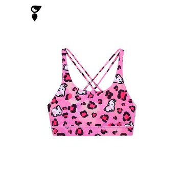 HARDSHIP｜豹紋兔 中高強度訓練運動內衣粉色交叉吊帶女美背內衣
