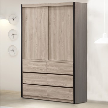 【Homelike】 喜家居4尺六抽推門衣櫃(2043)