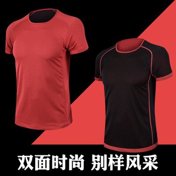 美琪 新款 男雙面透氣排汗運動t恤 鍛鍊速乾短袖 健身訓練衣
