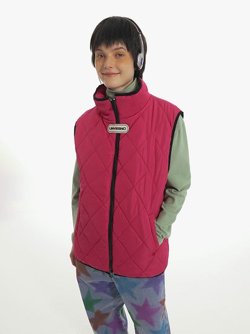 Unvesno (UN) 雙拉鏈頭包條菱格疊穿羽絨棉服馬甲加厚保暖CT-2189