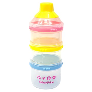 Fisher-Price 費雪 奶粉分裝盒3件組 可單獨分離使用 可定量保存奶粉 熱水消毒OK 藥水消毒OK 微波爐OK  粉色 + 黃色 + 藍色  1組