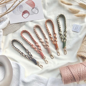 復古雙色系 雙編手機掛繩 | 金色水滴夾扣