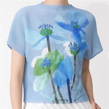 【巴黎精品】現貨+預購 三宅風皺褶衣服褶皺上衣-短袖摺衣壓褶新款印花蝙蝠袖顯瘦折衣女T恤3色a1jq16
