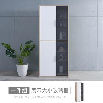 時尚屋 [DU10]北歐法雪2.7尺展示大小玻璃櫃DU10-095-免運費/免組裝/置物櫃
