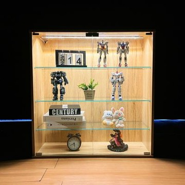 澄境 MIT低甲醛80x40cm附LED燈條四層玻璃展示櫃-4色-玻璃櫃/公仔櫃/模型櫃/書櫃/收納櫃/置物櫃-DIY
