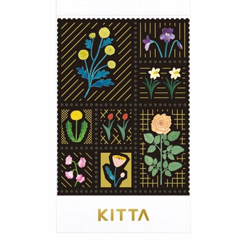 【KING JIM】KITTA和紙膠帶 燙金郵票貼紙 花(東出桂奈設計款)