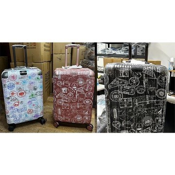 29吋行李箱防盜鋁框隱藏外掛鈎PC+ABS髮絲紋雙海關鎖360度旋鋁金防撞