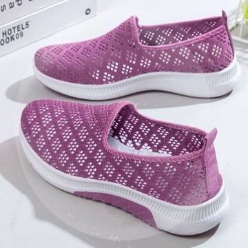 老年網鞋女透氣網面2022新款夏季一腳蹬奶奶夏軟底老太太鞋老人鞋