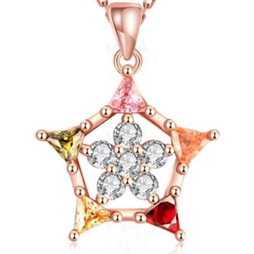 現貨+預購 玫瑰金項鍊純銀水晶吊墜-滿天星彩色鑲鑽女飾品七夕情人節生日聖誕節交換禮物73br47【獨家進口】【米蘭精品】