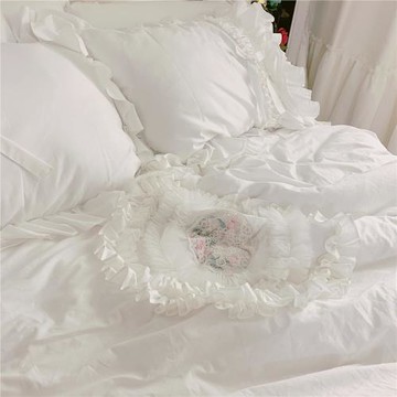 公主床品蕾絲ins床品床品四件套純棉床品四件套 美式輕奢新婚白色
