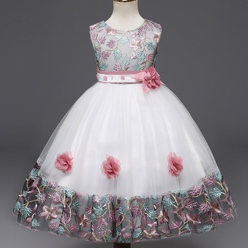 女童禮服公主裙蓬蓬網紗兒童表演裙洋氣裙子演出主持中小童連衣裙