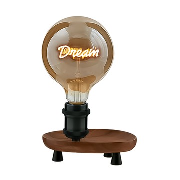 好物良品 藝術檯燈 胡桃木托盤 + 燈泡 高17x25cm 燈泡直徑12.5cm  夢幻dream  1個