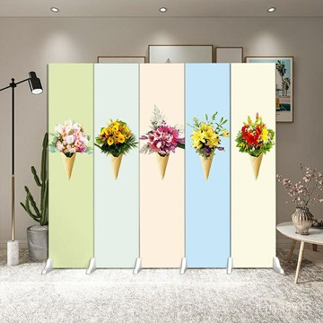 小清新辦公室屏風折疊北歐餐廳客廳臥室隔斷花束裝飾簡約移動折屏