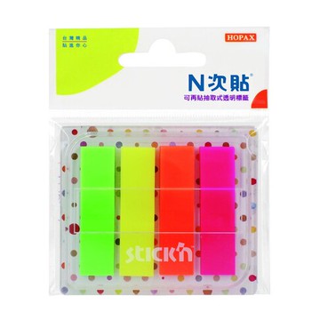 HERWOOD 鶴屋 N次貼 4色抽取螢光透明標籤 66031