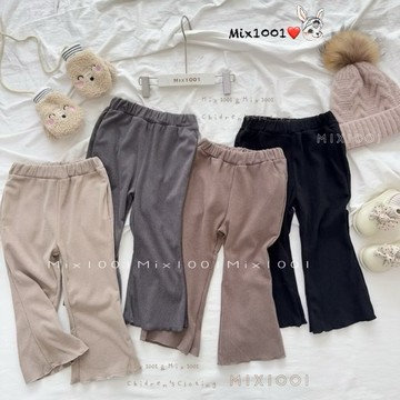 🌈✨mix1001 質感暖暖冬天絨料喇叭褲✨兒童舒適柔感微喇拉長褲 5-17