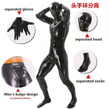 男士鏡面亮皮全包連體緊身衣高彈大碼塑身衣性感高亮漆皮舞臺裝