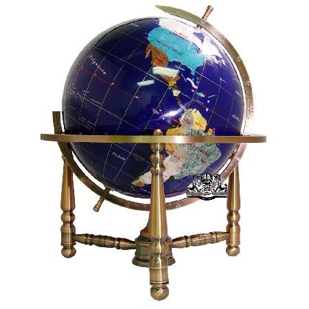 Unique Art Since 19Inch Tall Blue Lapis Ocean Table Top Gemstone World Globe with