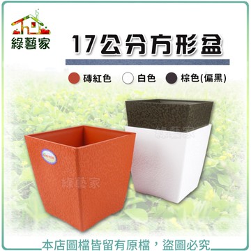 【綠藝家】方型盆17公分 (磚紅色、白色、棕色共3色可選)