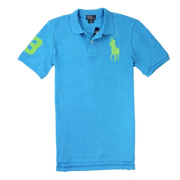 美國百分百【全新真品】Ralph Lauren Polo衫 RL 短袖 休閒 Polo 大馬 天藍 素面 網眼 男 XS S E065