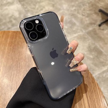 云寅適用于iPhone16promax手機殼新款果凍黑色透明蘋果15plus防撞邊框14簡約加厚13高級感防摔硅膠軟套男女