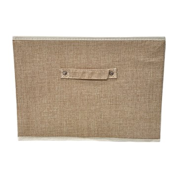 E.dot 可折疊櫥櫃棉麻抽屜收納箱  38.5 x 26.5 x 26cm  麻黃  1個