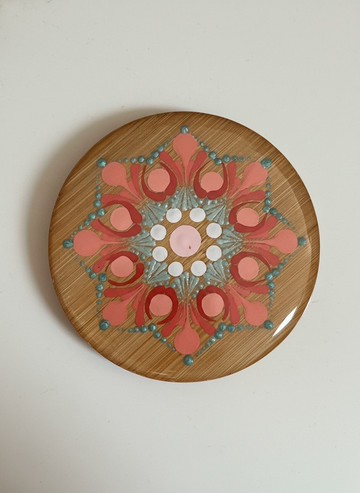 繁花 過程 小圓鏡 點點曼陀羅  鏡子 化粧鏡 交換禮物