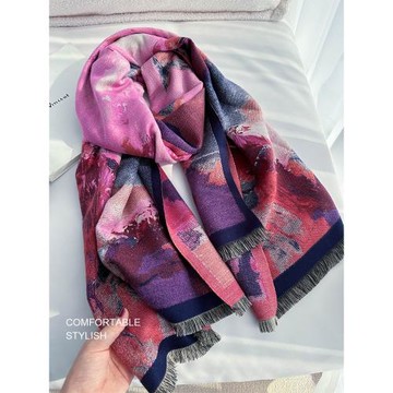 東輝映彩 雙面可戴大尺寸圍巾晚霞加厚披肩女冬季高級感2025新款