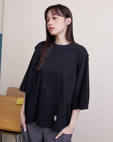 落肩立體剪接連袖上衣(兩色)