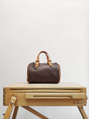 AMEET靜物系列復古撞色軟皮手提斜挎波士頓枕頭包4色