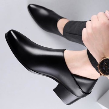 皮鞋男款冬季真皮透氣商務正裝休閑高跟鞋子尖頭英倫男鞋2026新款