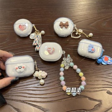 云朵珍珠吊墜適用于索愛SL6透明無線耳機套TR6軟殼防摔SR10藍牙充電倉保護套SL3漸變SR13愛心SL9藍色貓咪鈴鐺