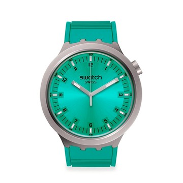 Swatch AQUA SHIMMER 大錶面手錶/男錶/女錶/瑞士製造 SB07S100 (47mm)【官方旗艦店】
