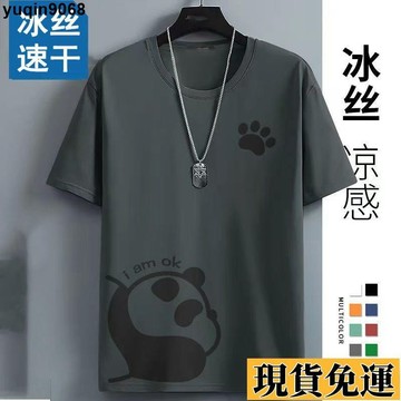 🌸台出免運🌸 100公斤男生短袖T恤 寬鬆大碼體恤衫 短袖上衣男 冰絲男T恤短袖夏季速幹透氣大碼寬鬆冰感休閒健身運動