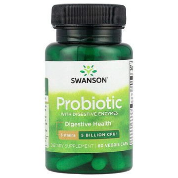 Swanson Vitamins, 含消化酶的益生菌，50 億 CFU，60 粒素食膠囊