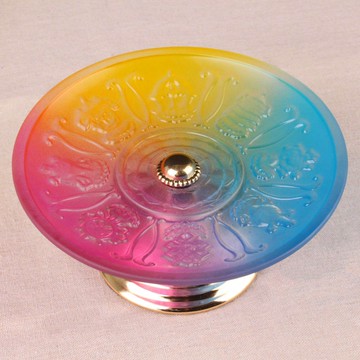 七彩水晶琉璃 八吉祥供果盤 佛具用品 寺廟佛堂 果碟擺件