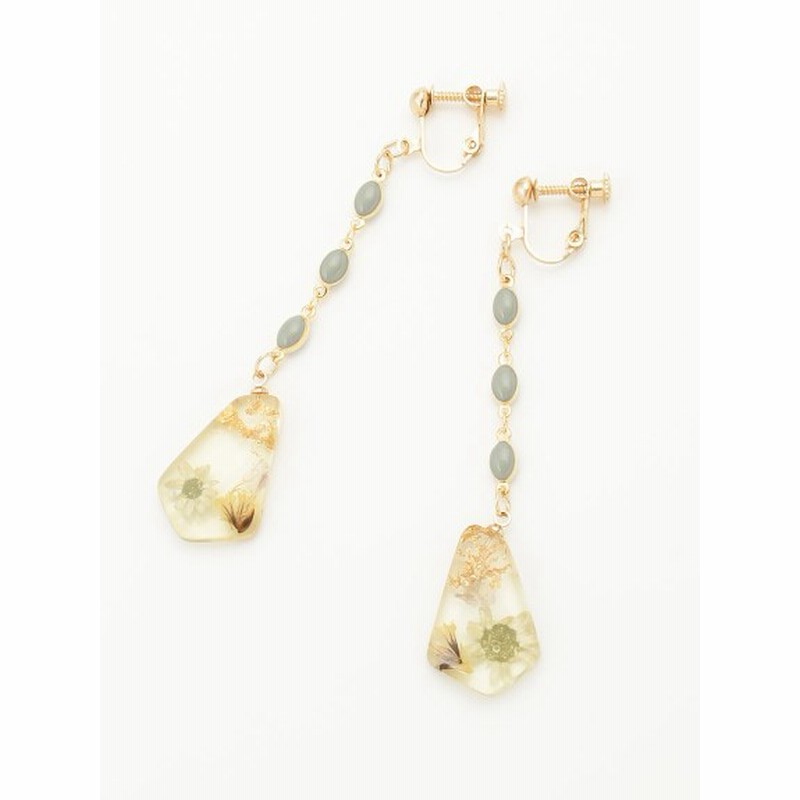 Three Four Time スリーフォータイム レディース フラワー封入ロングイヤリング グリーン フリー 通販 Lineポイント最大10 0 Get Lineショッピング