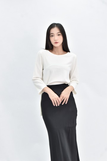 (S) giordano ladies 七分袖白色長袖上衣