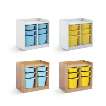 【RICHOME】凱特6格儲物收納櫃組(4款)白櫃+黃盒