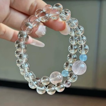 【光之捕夢網】天然水晶 白水晶 粉水晶海藍寶紫水晶串珠手串 手珠手串女手鏈手鍊 手飾